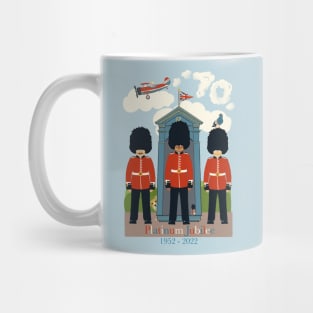 Memorial of the Queen’s Platinum Royal Jubilee Celebration with corgis, horse guards and the Queen flying her plane Mug